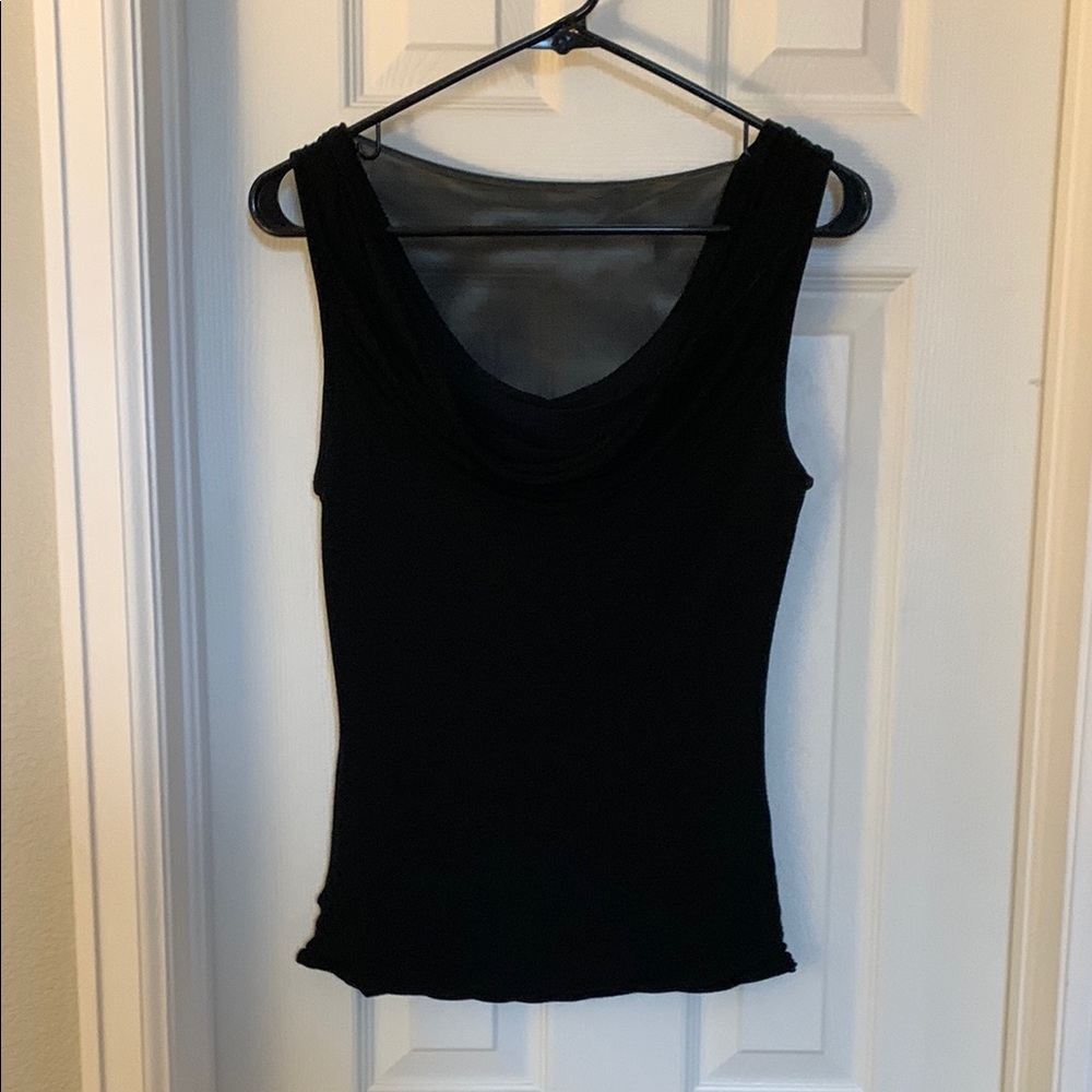 White House Black Market Black Fitted Sleeveless Scoop Neck Tank Top
